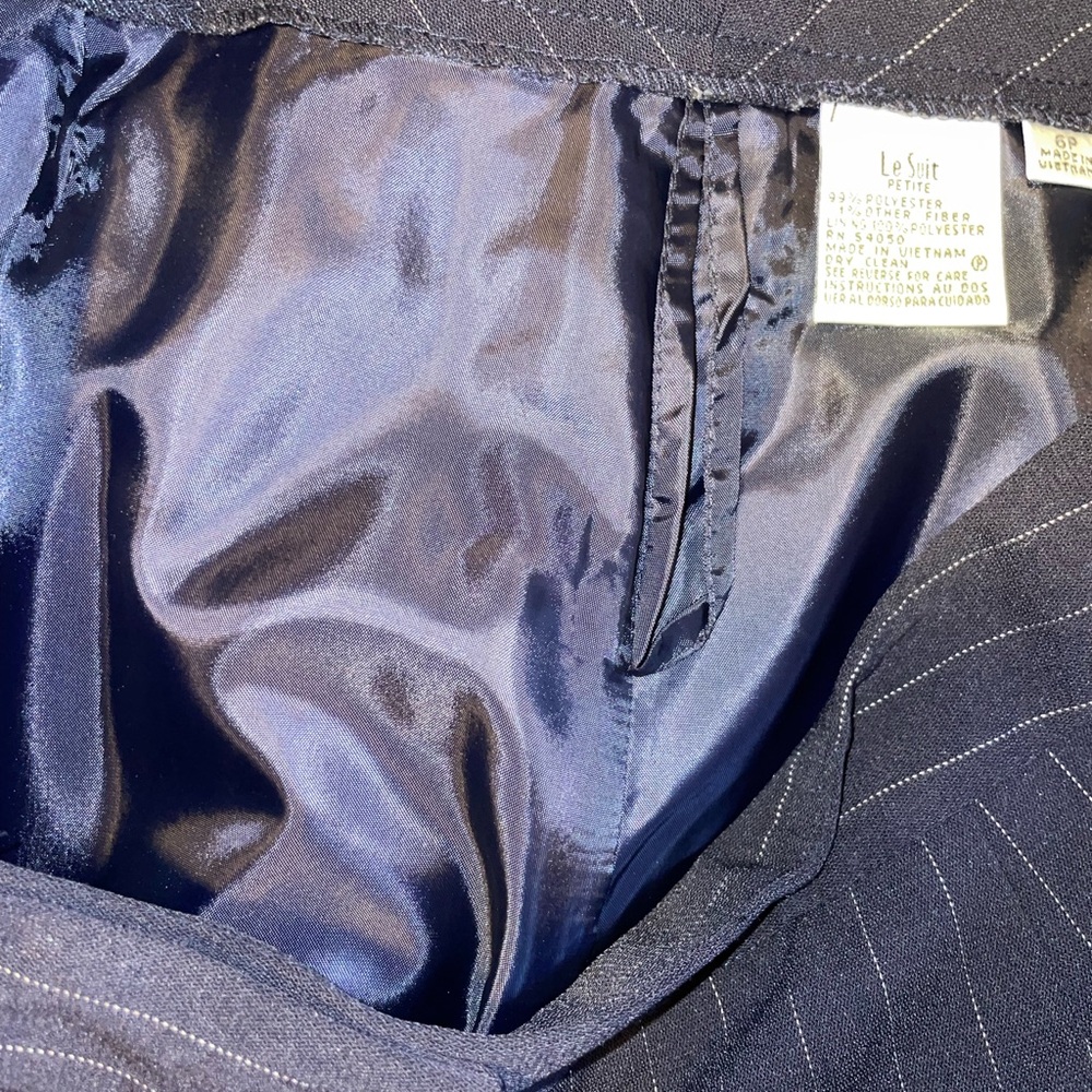📖Le Suit Dark Blue Pinstripe Blazer with Belt - Picture 12 of 15